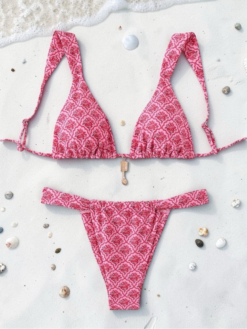 2 Piece Cheeky Bikini Sets Leopard Print Tie Back Bathing Suit Triangle Swimsuit